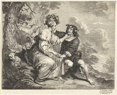 Peyzajda çoban ve çoban kız by Cornelis van Dalen (II)