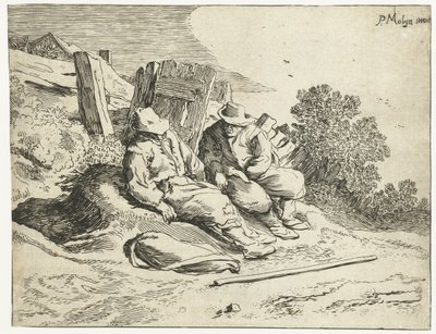 Çiftçiler yol kenarında Dört manzara (dizi başlığı) by Cornelis van Kittensteyn (attributed to)