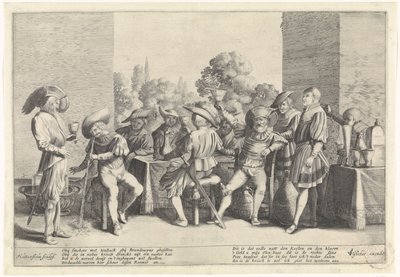 Zengin bir masanın etrafında asilzadeler by Cornelis van Kittensteyn