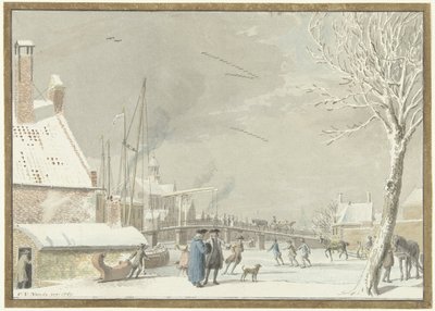 Patencilerle donmuş şehir kanalı by Cornelis van Noorde