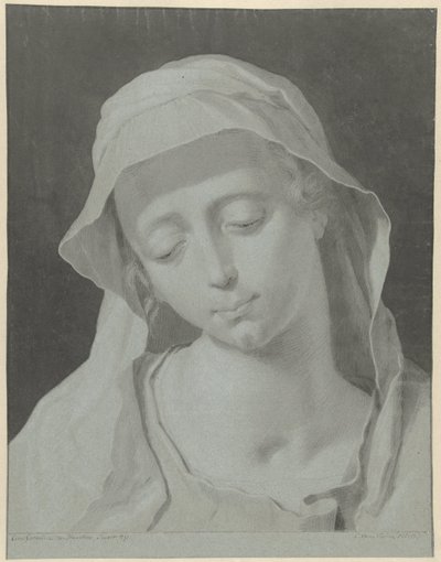 Örtülü bir kadının başı by Cornelis van Noorde