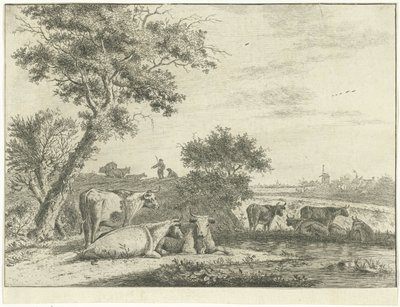 İnekler ile manzara by Cornelis van Noorde