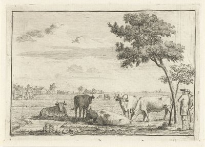 Bir çayırda beş inek by Cornelis van Noorde