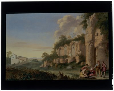 Bir Manzarada Cardharps by Cornelis van Poelenburgh or Poelenburch