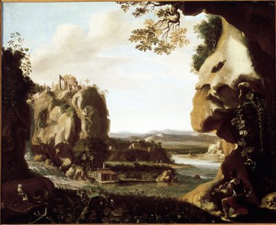 Cehennemin girişinde keman çalan Orphee (Resim by Cornelis van Poelenburgh or Poelenburch