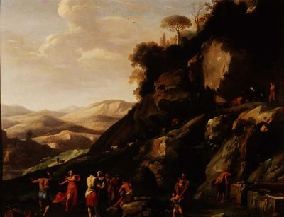 Bir manzarada dans eden köylüler by Cornelis van Poelenburgh or Poelenburch