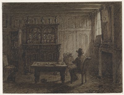 Bir odada oturan adam by Cornelis van der Griendt