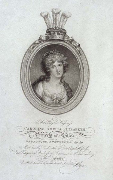 Ekselansları, Caroline Amelia Elizabeth, Galler Prensesi (1768-1821), P. Sintzenich tarafından oyulmuş by Cornelius (after) Hoyer