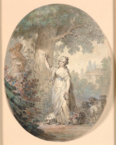 Çoban bir ağaçta bir işaret kesme by Cornelius Høyer