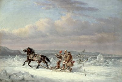 Atlı Kızaktaki Avcı by Cornelius Krieghoff