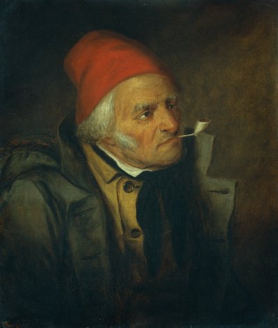 Kırmızı Şapkalı ve Pipolu Adam (tuval üzerine yağlı boya) by Cornelius Krieghoff