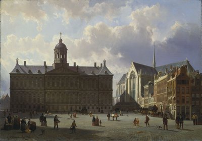 Kraliyet Sarayı ile Dam Meydanı, Amsterdam, 1855 by Cornelis Springer