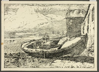 Bir Gemide Oturan Bir Çocuk by Cornelius Varley
