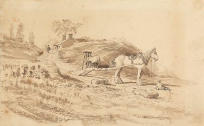 Drag çeken bir At by Cornelius Varley