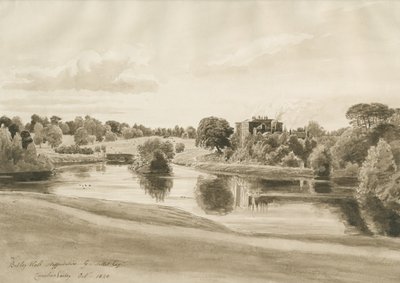 Betley Hall: sepya yıkama çizimi, Ekim 1820 by Cornelius Varley