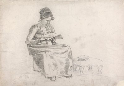 kitap okuyan kız by Cornelius Varley