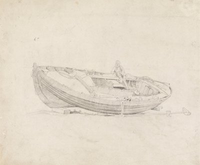 Oturan Figürlü Demirli Tekne Çalışması by Cornelius Varley