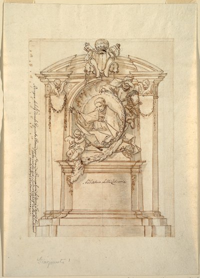 Çizim, Bir anıt için tasarım, yaklaşık 1750 by Corrado Giaquinto