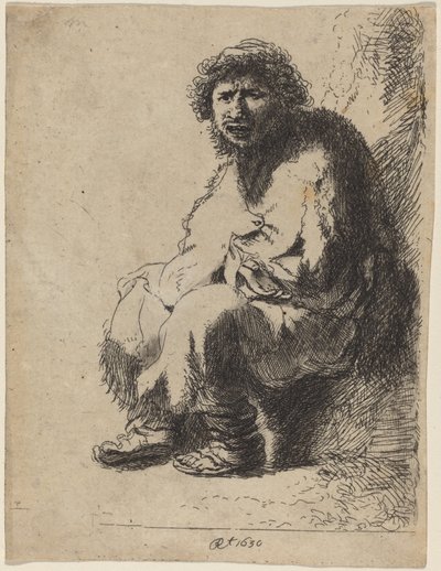 Bankta Oturan Dilenci by Costantino Cumano after Rembrandt van Rijn