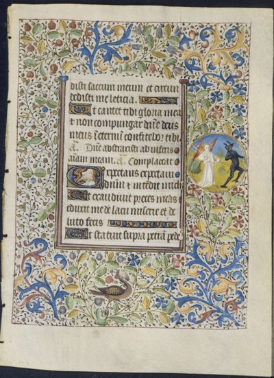 Saatler Kitabından Yaprak: Şeytanı Kovalayan Melek recto , c. 1460. by Coëtivy Master
