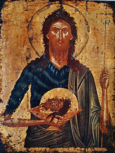 Aziz John the Forerunner ikonu (panelde tempera) by Cretan School