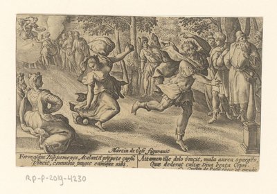 Atalanta ve Hippomenes Metamorfosen van Ovidius (dizi adı) Metamorfoz (dizi başlığı) by Crispijn van de Passe (I)
