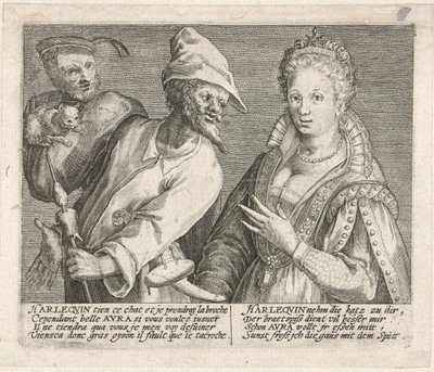 Aura sondası Harlekijn te verleiden İtalyanca olarak çoğaltılan simgeler (seri başlığı) by Crispijn van de Passe (I)