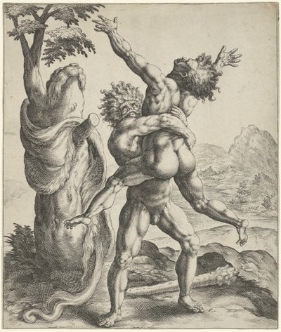 Herkül Antaeus ile güreşir by Crispijn van de Passe (I)
