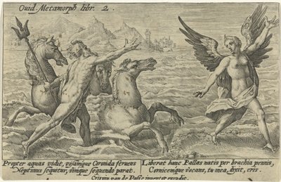 Neptün, Coronis Ovid'in Metamorfozlarına uzanıyor (dizi başlığı) by Crispijn van de Passe (I)