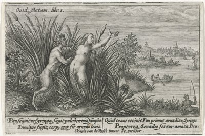 Pan en Syrigs Transfigured Van Ovid (dizi adı) by Crispijn van de Passe (I)