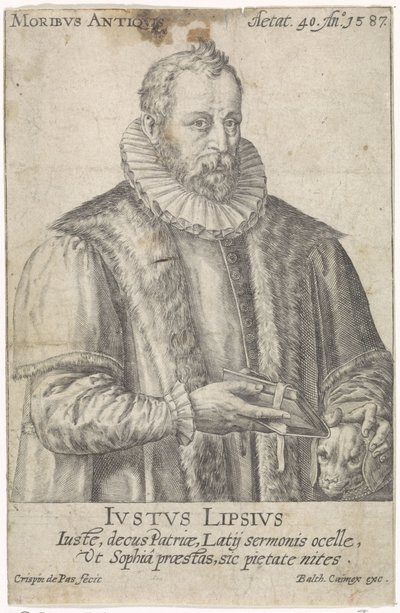 Portret van Justus Lipsius Moribvs Antiqvis (nesne üzerindeki başlık) by Crispijn van de Passe (I)