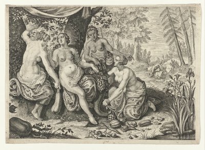 Periler bereketi dolduruyor Ovid'in Metamorfozları (dizi başlığı) by Crispijn van de Passe (II) (attributed to)