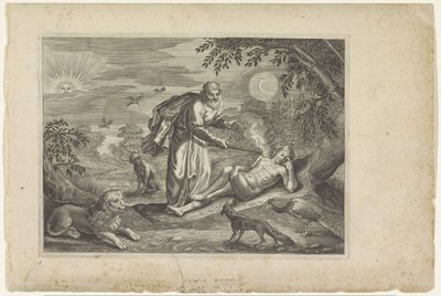 Prometheus, İlk İnsan Ovid'in Metamorfozlarını Yaratır (dizi başlığı) by Crispijn van de Passe (II) (workshop of)