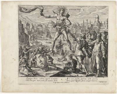 Rodos Heykeli Dünyanın Yedi Harikası (dizi başlığı) by Crispijn van de Passe (II)