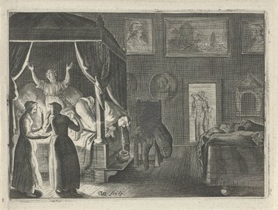 Yatakta kusan adam by Crispijn van den Queborn