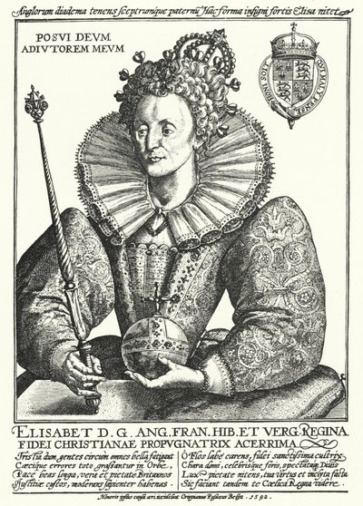 Elizabeth I, İngiltere Kraliçesi (gravür) by Crispin I de (after) Passe