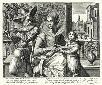 Aile Konseri (gravür) by Crispin I de (after) Passe