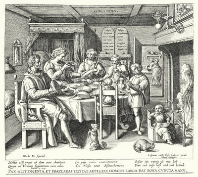 Yemekten Önce Dua (gravür) by Crispin I de (after) Passe