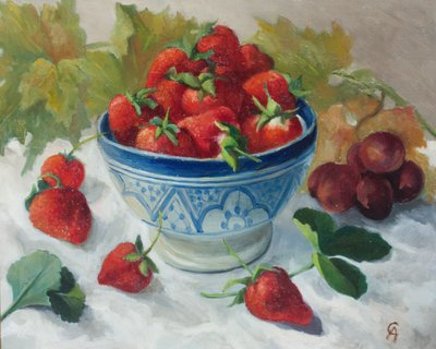 Mavi bir kapta çilek by Cristiana Angelini