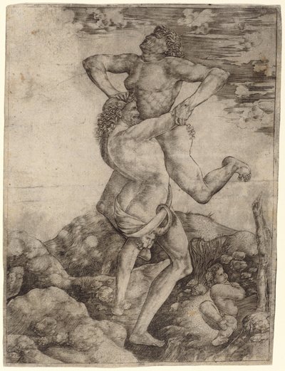 Herkül ve Anteus by Cristofano Robetta, after Antonio del Pollaiuolo