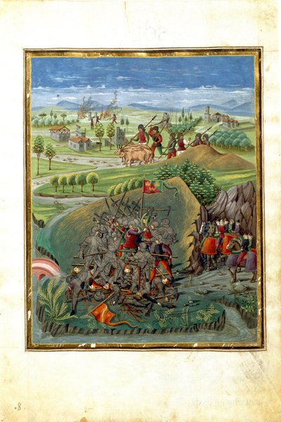 Mart gezegeninin etkisi: savaş sahnesi (minyatür, c.1470) by Cristoforo De Predis