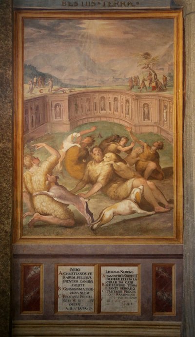Hayvanlara atılan Azizler, muhtemelen Gervais ve Protais by Cristoforo and Tempesta, Antonio Roncalli