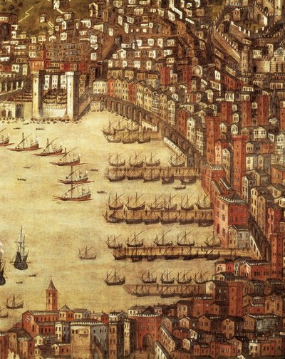 Cenova ve kalesinin görünümü (detay) 1597 (tuval üzerine yağlı boya) by Cristoforo de Grassi