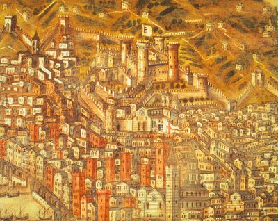 Cenova ve kalesinin görünümü (detay) 1597 (tuval üzerine yağlı boya) by Cristoforo de Grassi