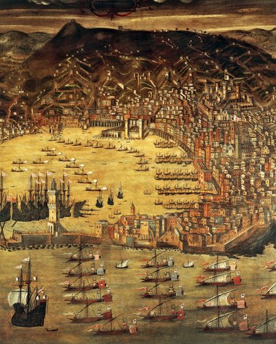 Cenova ve limanının görünümü, Tablo Cristoforo Grassi (1565-1598), İtalya by Cristoforo de Grassi