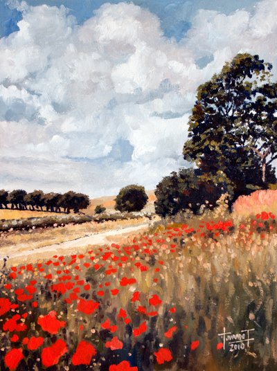 Yabani Gelincikler, Hertfordshire, 2010 (kağıt üzerinde yağlı boya) by Cruz Jurado Traverso