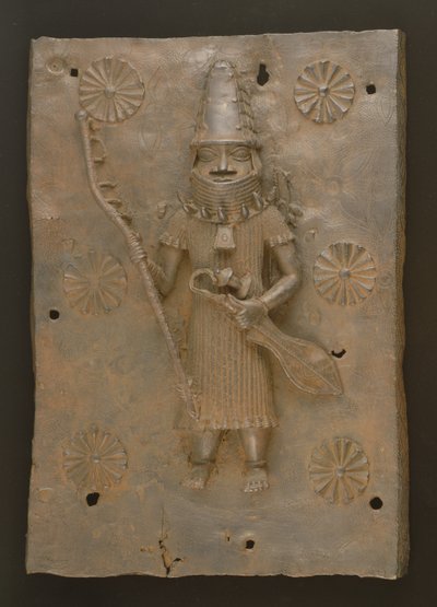 Savaşçıyı tasvir eden hatıra plaketi, Benin, Nijerya (bronz) by Culture Edo