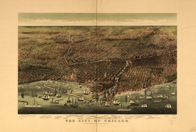 Chicago şehri. by Currier and Ives
