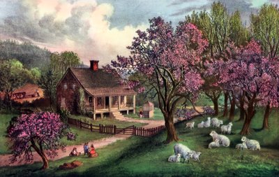 İlkbaharda Amerikan Çiftliği, 1869 by Currier and Ives