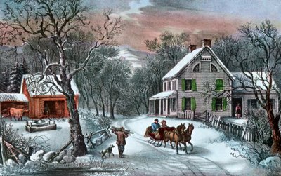 Kışın Amerikan Çiftliği, 1868 by Currier and Ives